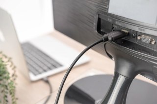 Kabel adapter HDMI 4K 30Hz na USB Typ C 3.1 metalowa obudowa HQ czarny 1.8m Digitus