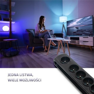 Listwa antyprzepięciowa z wyłącznikiem nożnym | 7 gniazd | 1.5m | Czarna Qoltec