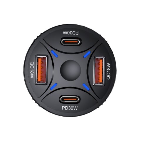 Ładowarka samochodowa 2xUSB-C 2xUSB-A 60W - czarna WOZINSKY