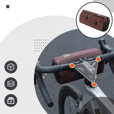 Torba rowerowa na kierownicę z paskiem 2.2L - brązowa ROCKBROS