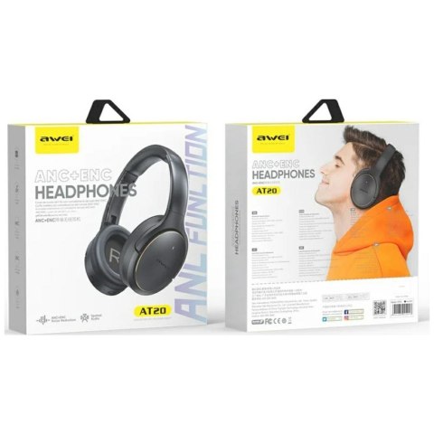 Słuchawki nauszne AT20 ANC ENC Bluetooth 6.0 czarne