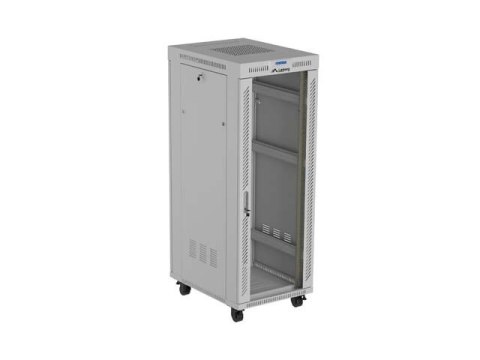 Szafa instalacyjna rack stojąca 19" 32U 600x800 szara drzwi przeszkolne LCD ( Flat pack)