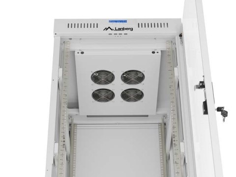 Szafa instalacyjna rack stojąca 19" 32U 600x800 szara drzwi przeszkolne LCD ( Flat pack)