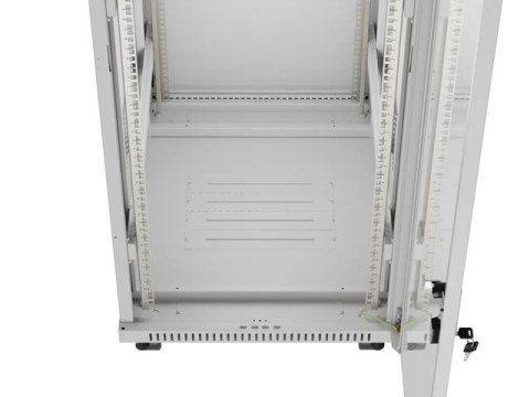 Szafa instalacyjna rack stojąca 19" 32U 600x800 szara drzwi przeszkolne LCD ( Flat pack)