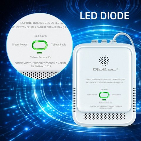Czujnik wycieku gazu Propan-Butan | detektor LPG | alarm 85dB | LED
