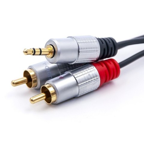 Kabel 2xRCA / Mini Jack 3.5mm | 1m | czarny Qoltec