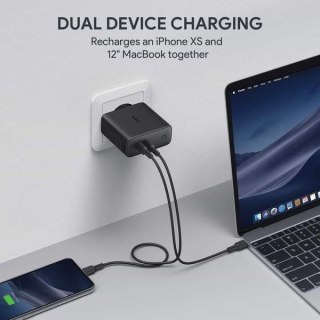PA-D5 GaN ładowarka sieciowa 2xUSB C Power Delivery 3.0 63W 6A Dynamic Detect AUKEY