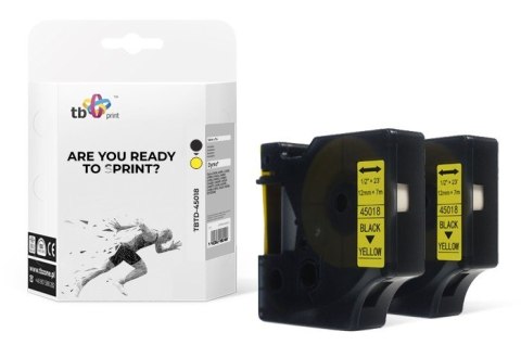 Taśma TBTD-45018 do DYMO Czarny na Żółtym 12x7mm 2 szt. TB Print