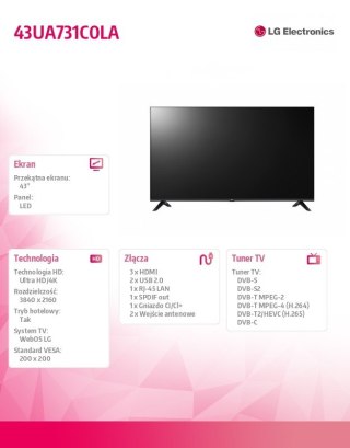 Telewizor LED 43 cale 43UA731C0LA.AEEQ