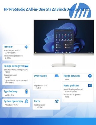 Komputer All-in-One ProStudio 2 G2a R5-40 512GB/16GB/W11P/23.8 D35F2ET