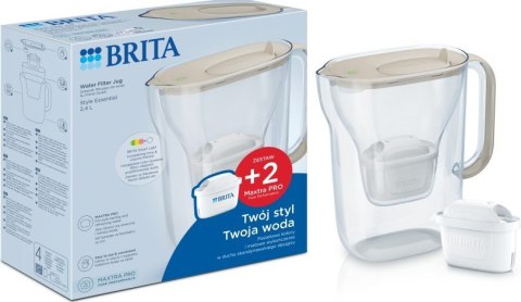 Dzbanek filtrujący Style Essential 2.4l + 2 wkłady, piaskowy