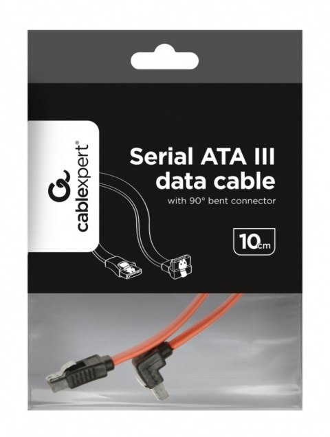 Kabel do dysków SATA DATA III (6GB/S)10cm metalowe zatrzaski kątowy