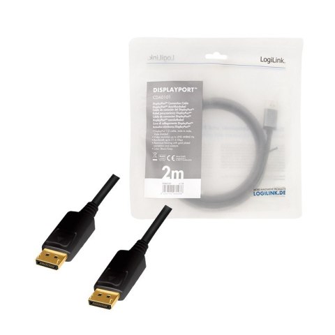 Kabel DisplayPort 4K/60 Hz,DP/M do DP/M aluminium 2m LogiLink