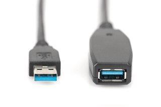 Kabel przedłużający USB 3.0 SuperSpeed Typ USB A/USB A M/Ż aktywny 20m Czarny Digitus