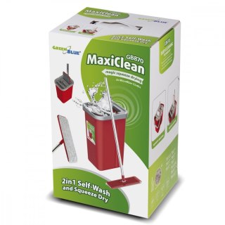 Mop płaski z wiadrem i wyciskaczem dwa wkłady HQ GreenBlue GB870 GreenBlue