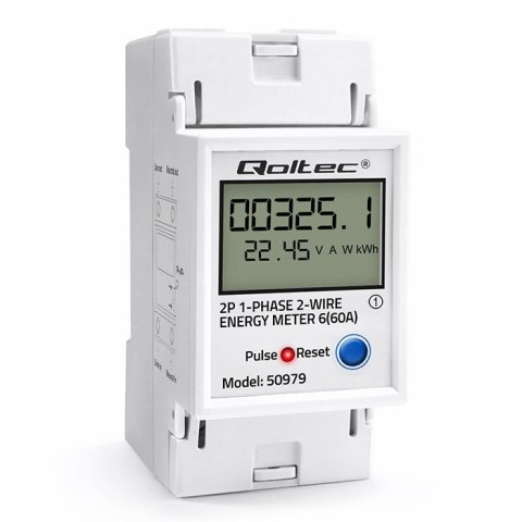 Jednofazowy elektroniczny licznik zużycia energii na szynę DIN | RESET | licznik okresowy i stały | 230V | 60A | LCD | LED | 2P