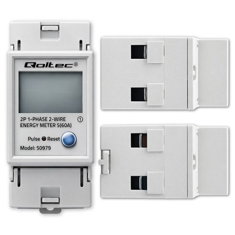 Jednofazowy elektroniczny licznik zużycia energii na szynę DIN | RESET | licznik okresowy i stały | 230V | 60A | LCD | LED | 2P