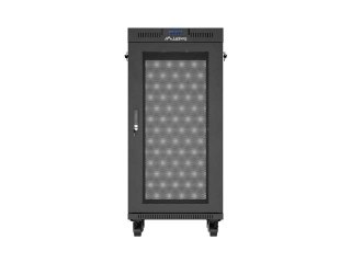 Szafa instalacyjna rack stojąca 19" 24U 600x600 czarna drzwi perforowane LCD (Flat pack) V2
