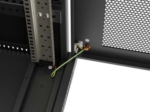 Szafa instalacyjna rack stojąca 19" 24U 600x600 czarna drzwi perforowane LCD (Flat pack) V2
