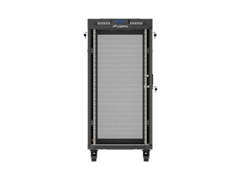 Szafa instalacyjna rack stojąca 19" 24U 600x600 czarna drzwi perforowane LCD (Flat pack) V2