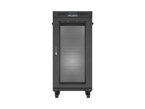 Szafa instalacyjna rack stojąca 19" 24U 600x800 czarna drzwi perforowane LCD ( Flat pack) V2