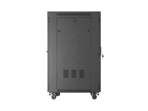 Szafa instalacyjna rack stojąca 19" 24U 600x800 czarna drzwi perforowane LCD ( Flat pack) V2