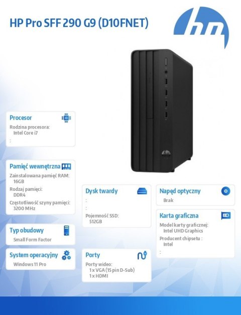 Komputer 290 SFF G9 i7-14700 512GB/16GB/Windows11Pro D10FNET