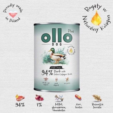 Ollo Plus Kolagen Kaczka 400g puszka dla psa