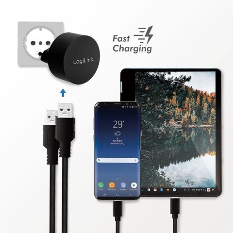 Ładowarka sieciowa 2x USB-A, 10.5W, czarna