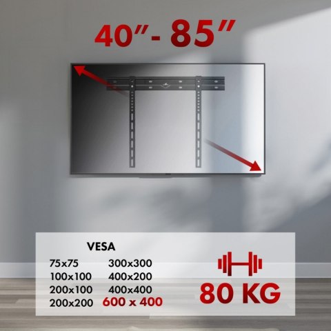 Ultra płaski uchwyt ścienny MC-123 MAX VESA 600x400 80kg