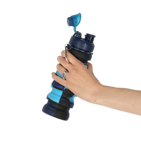 Butelka na wodę bidon silikonowy składany z uchwytem BPA FREE 500ml niebieski Kik Sp. z o. o. Sp. k.