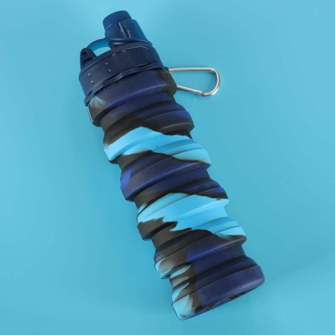 Butelka na wodę bidon silikonowy składany z uchwytem BPA FREE 500ml niebieski Kik Sp. z o. o. Sp. k.