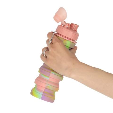 Butelka na wodę bidon silikonowy składany z uchwytem BPA FREE 500ml tęczowy Kik Sp. z o. o. Sp. k.