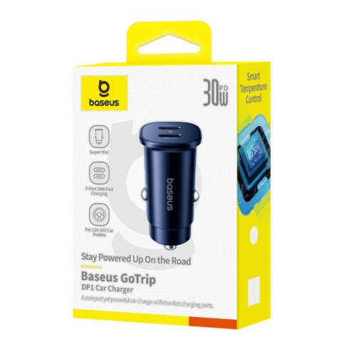Ładowarka samochodowa 2 x USB-C 30W - czarna BASEUS