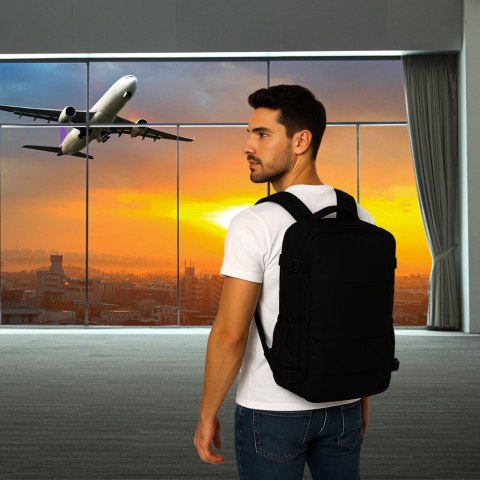 Plecak turystyczny kabinowy podróżny bagaż podręczny czarny 45x30 cm Kik Sp. z o. o. Sp. k.