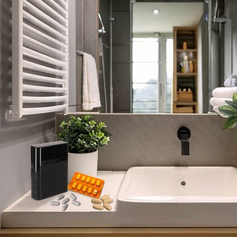 Pojemnik organizer na tabletki leki czarny Kik Sp. z o. o. Sp. k.