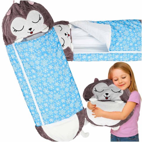 Śpiwór do spania dla dzieci turystyczny poduszka 2w1 125x50cm niebieski Kik Sp. z o. o. Sp. k.