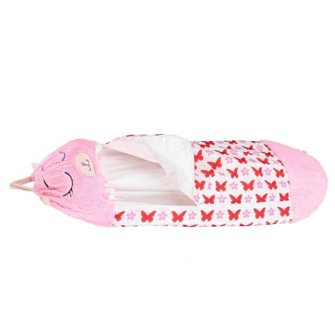 Śpiwór do spania dla dzieci turystyczny poduszka 2w1 125x50cm różowy Kik Sp. z o. o. Sp. k.