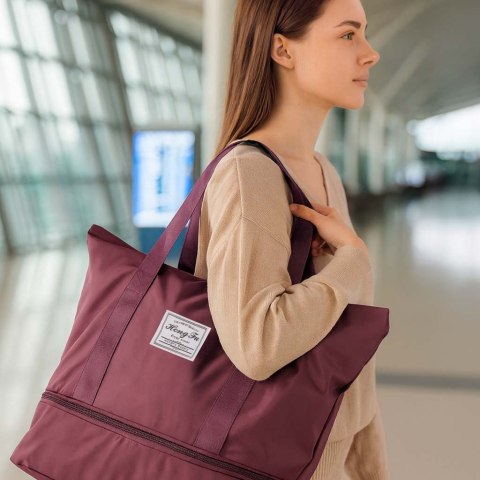 Torba podróżna na kółkach składana turystyczna pojemna 3 rozmiary fioletowa Kik Sp. z o. o. Sp. k.