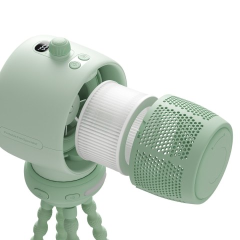 Wentylator mini wiatrak z elastycznymi nóżkami filtrem 5000mAh - zielony