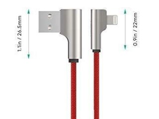 CB-AL01 OEM kabel 90° Lightning - USB-A 2m MFi Apple kątowy wtyki 90 stopni nylonowy oplot czerwony AUKEY