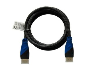 Kabel HDMI (M) 2m, oplot nylonowy, złote końcówki, v1.4 high speed, ethernet/3D, CL-48 Savio
