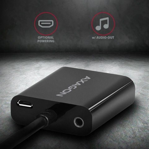 RVH-VGAN Adapter aktywny HDMI -> VGA FullHD, wyjście audio, micro USB złącze zasilania AXAGON