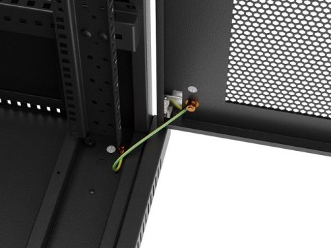 Szafa instalacyjna rack stojąca 19 cali 32U 600x800 drzwi perforowane LCD czarna (Flat pack)