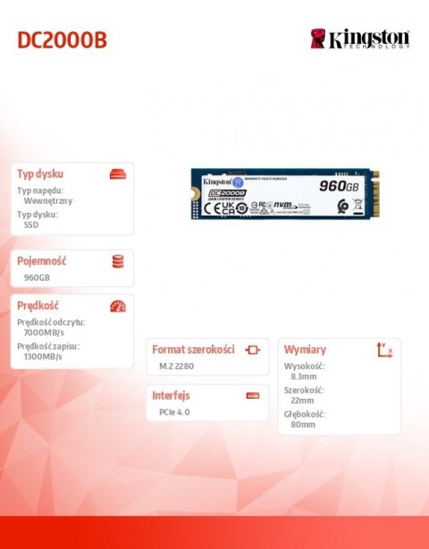 Dysk SSD DC2000B 960GB PCIe 4.0 NVMe M.2