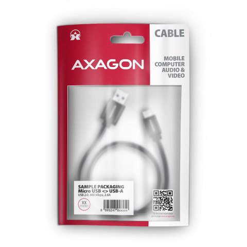 BUMM-AM10AB Kabel MicroUSB - USB-A, 1m, USB 2.0, 2.4A, ALU, oplot, Czarny AXAGON