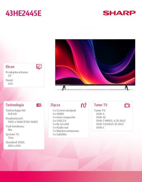 Telewizor LED 43 cale 43HE2445E