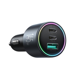 Ładowarka samochodowa USB-A USB-C z kablem 145W - ciemnoszara JOYROOM