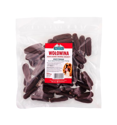 PETITTO Miękkie kiełbaski z wołowiną - przysmak dla psa - 500g
