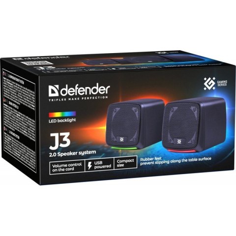Głośniki komputerowe J3 2.0 6W LED USB Czarne